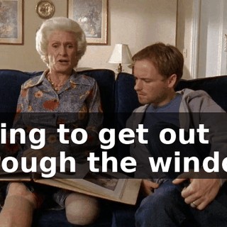 trying to get out through the window.