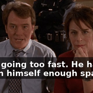 He's going too fast. He hasn't given himself enough space!