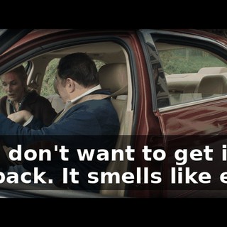 No! I don't want to get in the back. It smells like eggs.