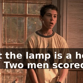 Past the lamp is a home run. Two men scored.