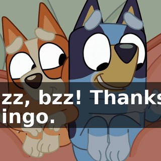 Bzz, bzz! Thanks, Bingo.