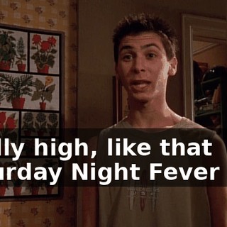 Really high, like that Saturday Night Fever guy.