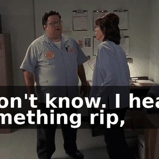 I don't know. I heard something rip,