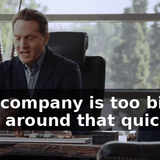 Our company is too big to turn around that quickly.