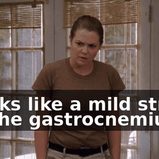 Looks like a mild strain of the gastrocnemius.