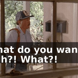 What do you want?! Huh?! What?!