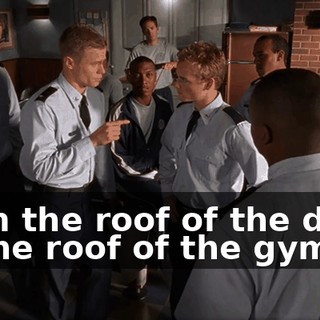from the roof of the dorm to the roof of the gym