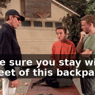 Make sure you stay within 30 feet of this backpack.