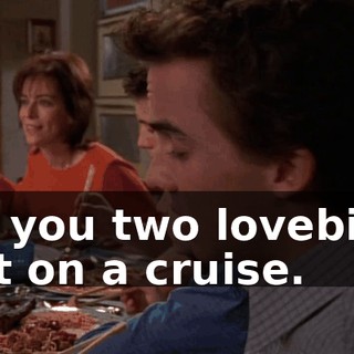 So, you two lovebirds met on a cruise.
