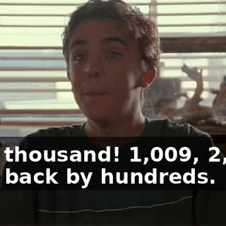 By a thousand! 1,009, 2,003. Now back by hundreds.