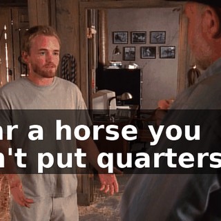 near a horse you don't put quarters in.