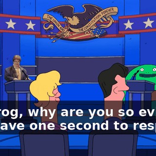 Mr. Frog, why are you so evil? You have one second to respond.