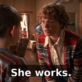 She works.