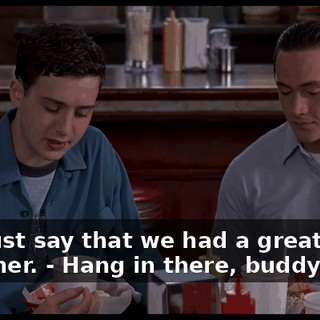 - I'll just say that we had a great night together. - Hang in there, buddy.