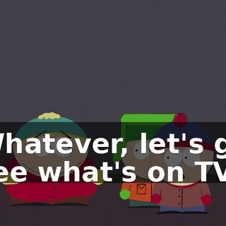 Whatever, let's go see what's on TV.