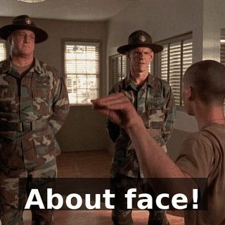 About face!