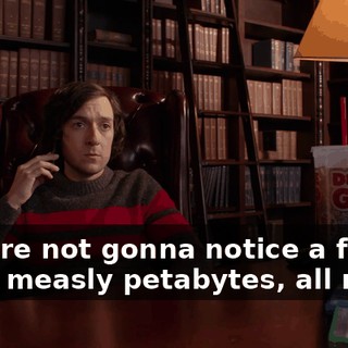 They're not gonna notice a few more measly petabytes, all right?