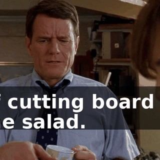 of cutting board in the salad.
