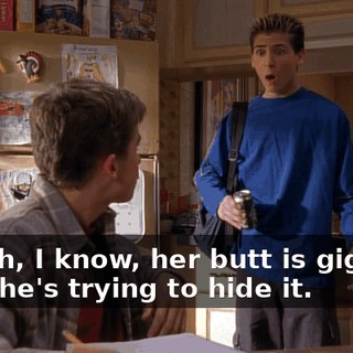 Oh, oh, I know, her butt is gigantic and she's trying to hide it.