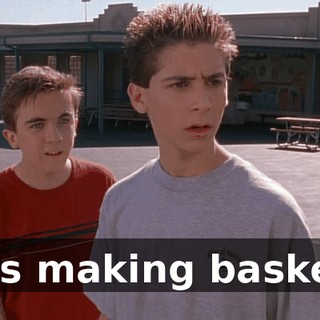 He's making baskets.