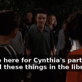 We're here for Cynthia's party. We found these things in the library.