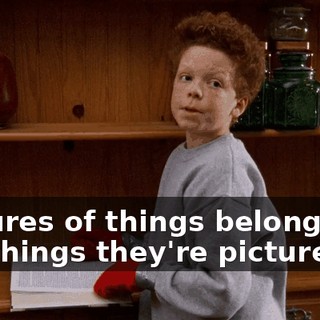 Pictures of things belong on the things they're pictures of.