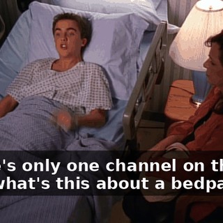 There's only one channel on the TV. And what's this about a bedpan?
