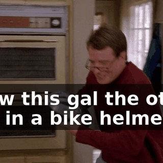 I saw this gal the other day in a bike helmet,
