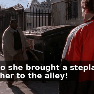 Oh, so she brought a stepladder with her to the alley!