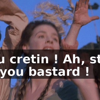 You cretin ! Ah, stop it, you bastard !