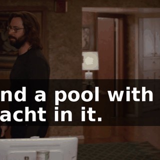 and a pool with a yacht in it.