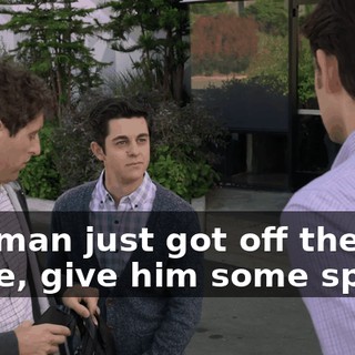 The man just got off the plane, give him some space!
