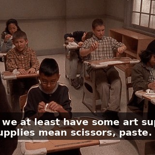- Can't we at least have some art supplies? - Art supplies mean scissors, paste.