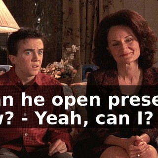 - Can he open presents now? - Yeah, can I?