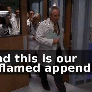 And this is our inflamed appendix.