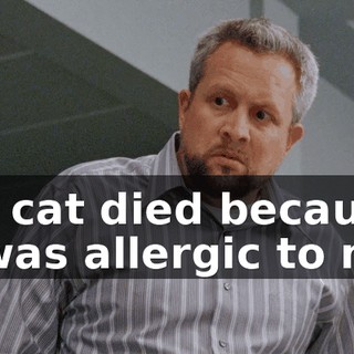 My cat died because it was allergic to me.