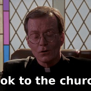 Look to the church.