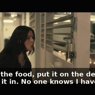 I take the food, put it on the desk. I knock it in. No one knows I have rats.