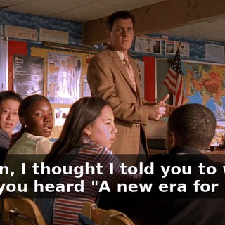 Barton, I thought I told you to wait until you heard "A new era for man."