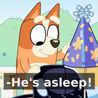 -He's asleep!