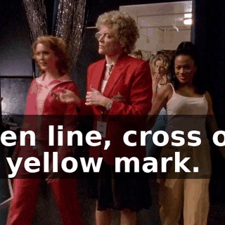 Green line, cross over the yellow mark.