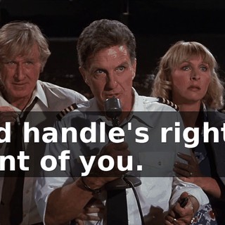 Red handle's right in front of you.