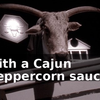 with a Cajun peppercorn sauce.