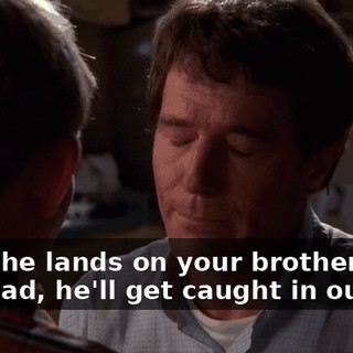 But if he lands on your brothers' or my head, he'll get caught in our hair