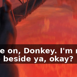 Come on, Donkey. I'm right here beside ya, okay?