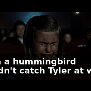 Even a hummingbird couldn't catch Tyler at work.