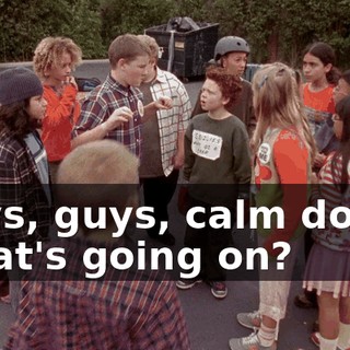 Guys, guys, calm down. What's going on?