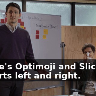 There's Optimoji and Sliceline t-shirts left and right.