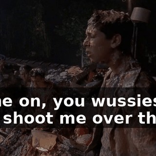 Come on, you wussies. Just shoot me over there.