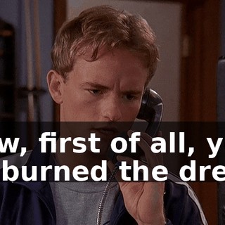 Now, first of all, you all burned the dress.